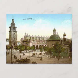 Gammalt vykort - Krakow, Polen