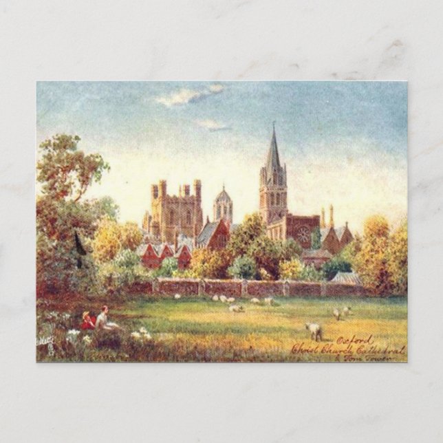 Gammalt vykort - Kristi kyrka, Oxford (Framsida)