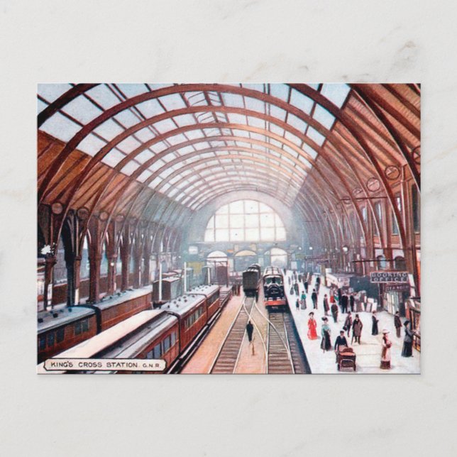 Gammalt vykort - Kung Kor Station, London (Framsida)