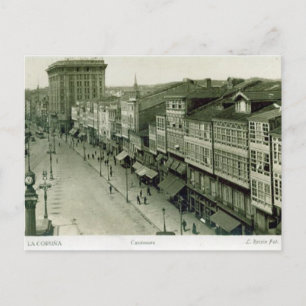 Gammalt vykort - La Coruna, Spanien