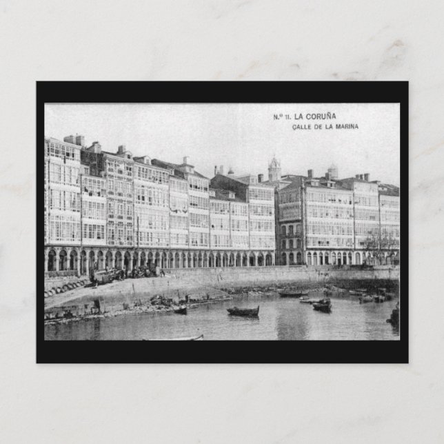 Gammalt vykort - La Coruña, Spanien (Framsida)