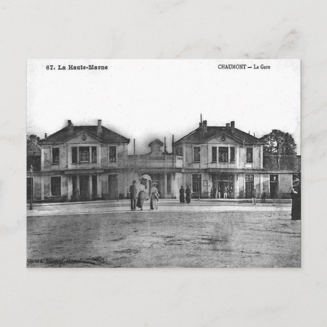 Gammalt vykort - La Gare, Chaumont, Haute Marne (Framsida)