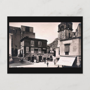 Gammalt vykort - La Piazza, Capri, Italien