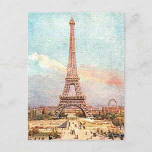 Gammalt vykort - La Tour Eiffel, Paris