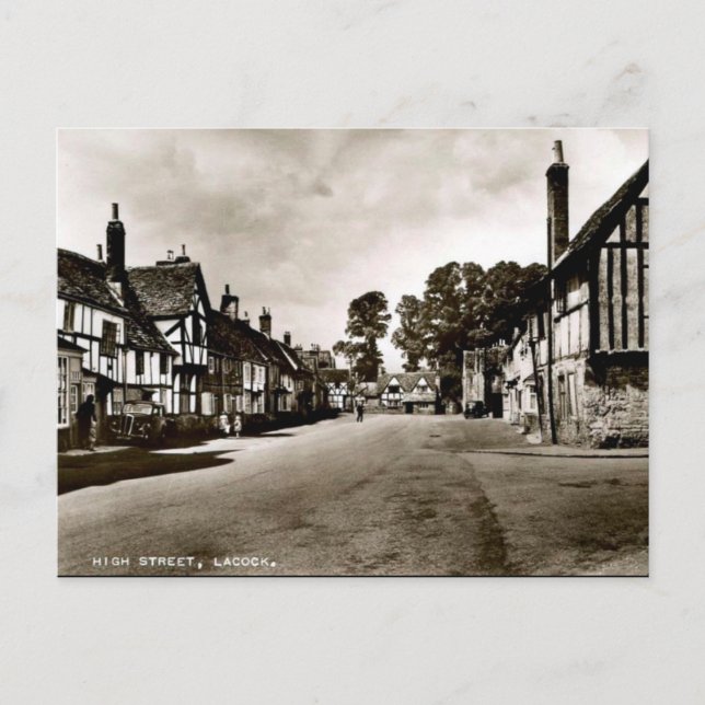 Gammalt vykort - Lacock, Wiltshire, England (Framsida)
