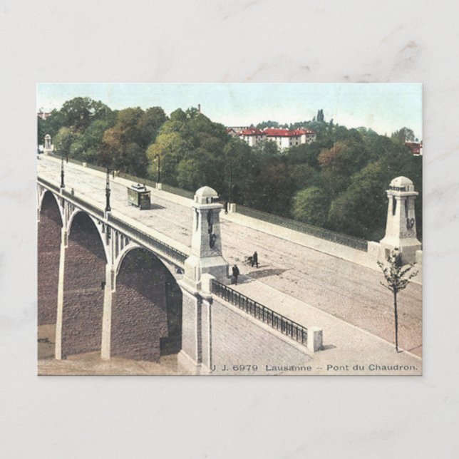 Gammalt vykort - Lausanne, Schweiz (Framsida)