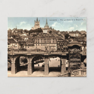 Gammalt vykort - Lausanne, Schweiz