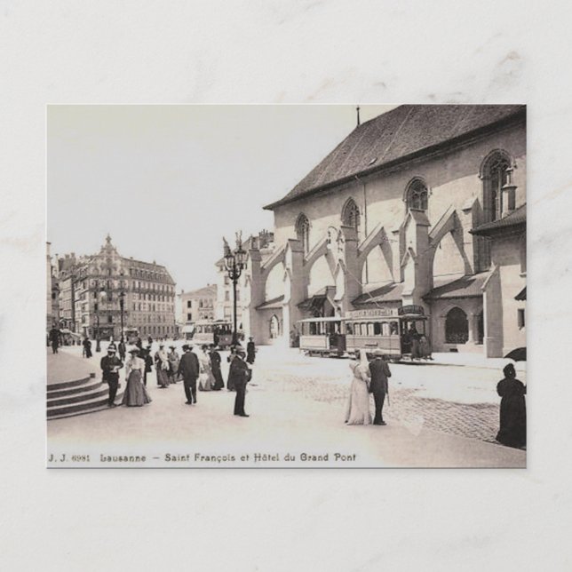 Gammalt vykort - Lausanne, Schweiz (Framsida)