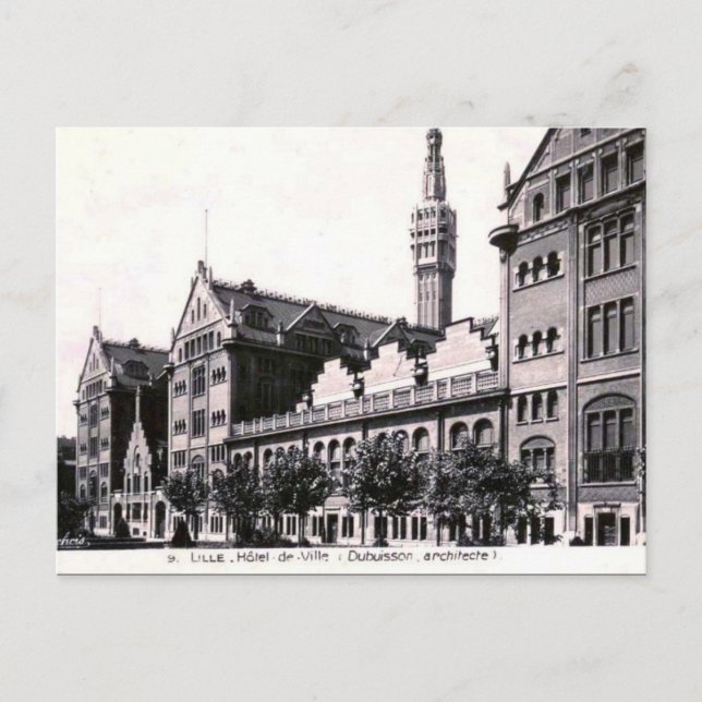 Gammalt vykort - Lille, Frankrike (Framsida)
