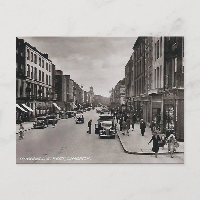 Gammalt vykort - Limerick, Irland (Framsida)