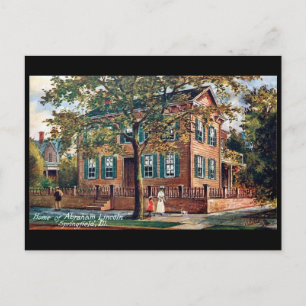 Gammalt vykort - Lincoln's House, Springfield, Ill