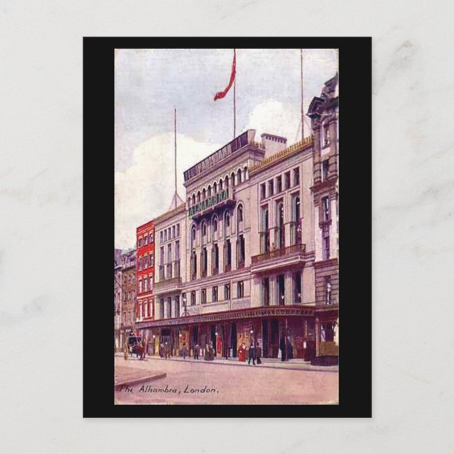 Gammalt vykort - London, Alhambra, Leicester Squar (Framsida)