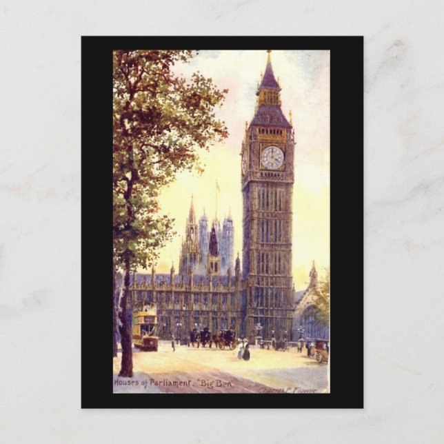 Gammalt vykort - London, Big Ben (Framsida)