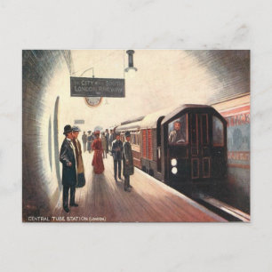 Gammalt vykort - Londons tunnelbana