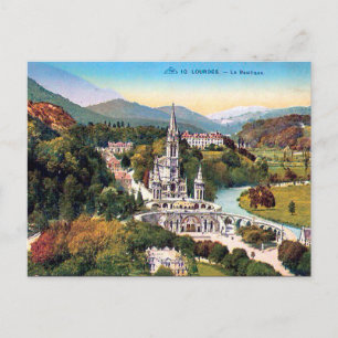 Gammalt vykort - Lourdes, La Basilique