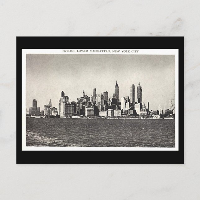 Gammalt vykort - Lower Manhattan Skyline (Framsida)