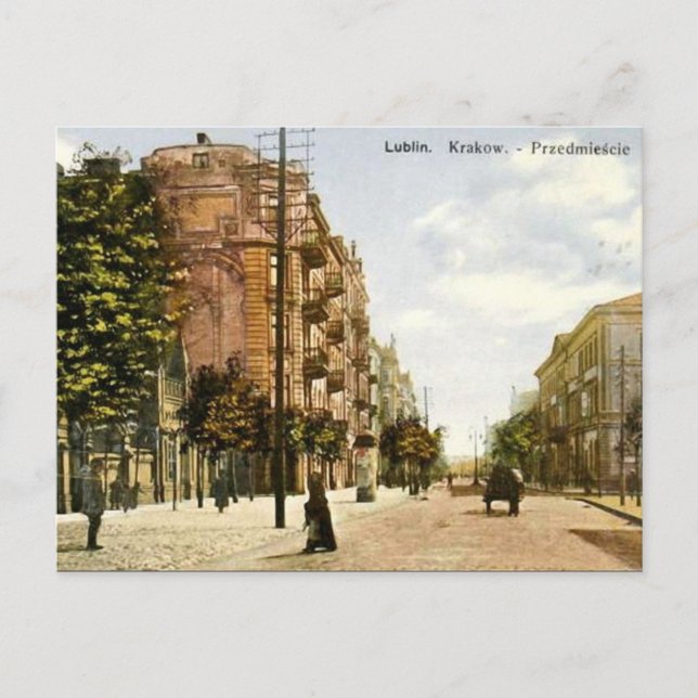 Gammalt vykort - Lublin, Polen (Framsida)