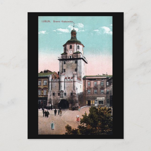 Gammalt vykort - Lublin, Polen (Framsida)
