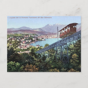 Gammalt vykort - Lugano, Schweiz