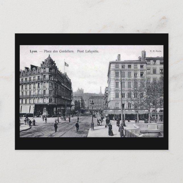 Gammalt vykort - Lyon, Ställe des Cordeliers (Framsida)