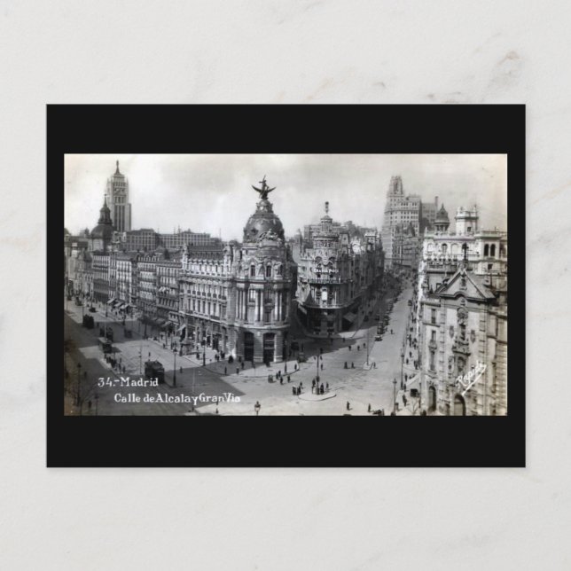 Gammalt vykort - Madrid (Framsida)