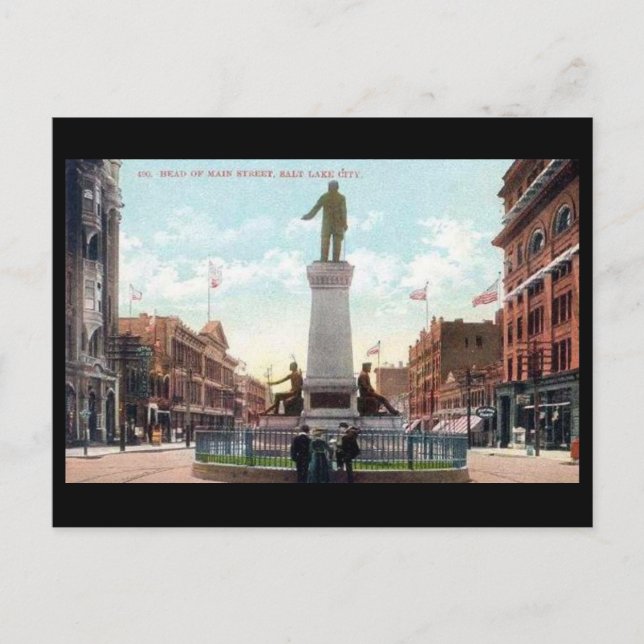 Gammalt vykort - Main St, Salt Sjö City, Utah, USA (Framsida)