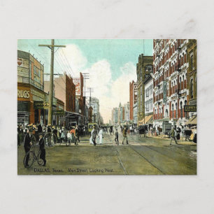 Gammalt vykort - Main Street, Dallas, Texas