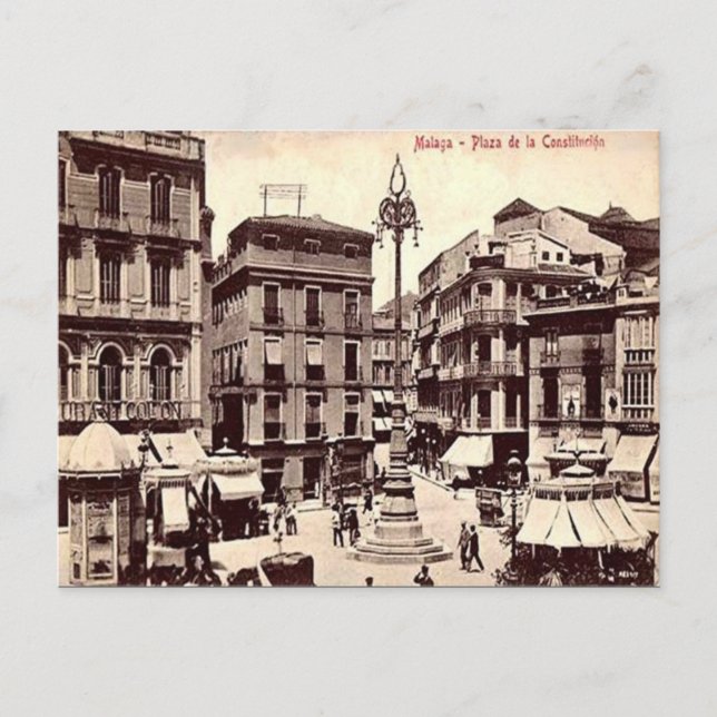 Gammalt vykort - Malaga, Spanien (Framsida)