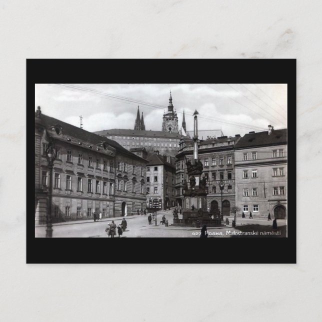 Gammalt vykort, Malostranske Square, Prag Vykort (Framsida)