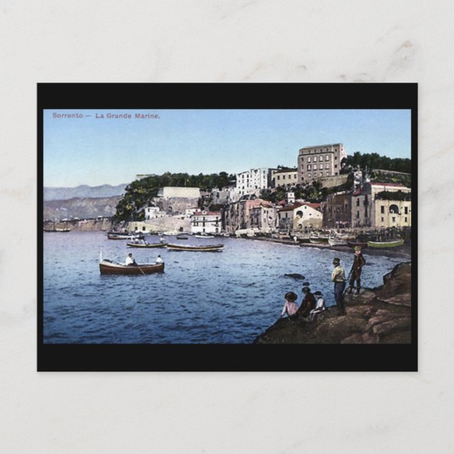 Gammalt vykort - Marina Grande, Sorrento, Italien (Framsida)