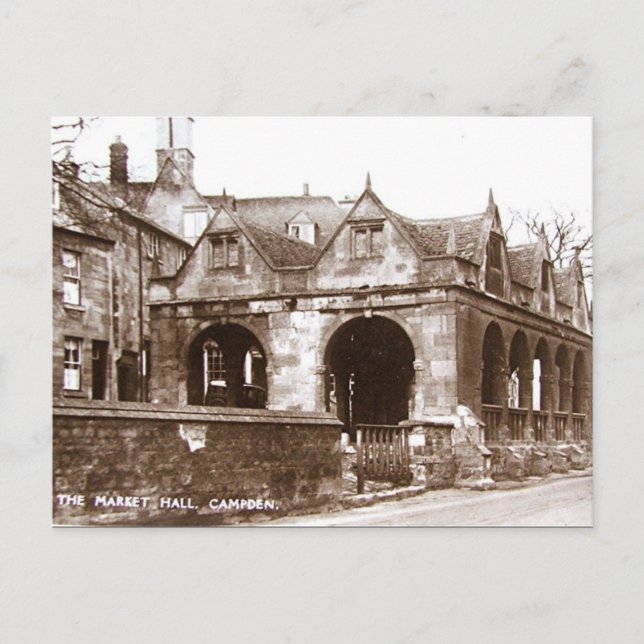 Gammalt vykort - Marknadshus, Chipping Campden (Framsida)