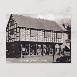 Gammalt vykort - marknadshus, Ledbury.