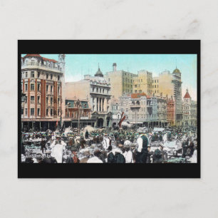 Gammalt vykort - marknadstorget, Johannesburg