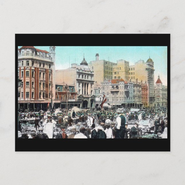 Gammalt vykort - marknadstorget, Johannesburg (Framsida)
