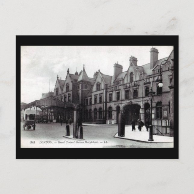 Gammalt vykort - Marylebone Station, London (Framsida)