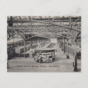 Gammalt vykort - Marylebone Station, London