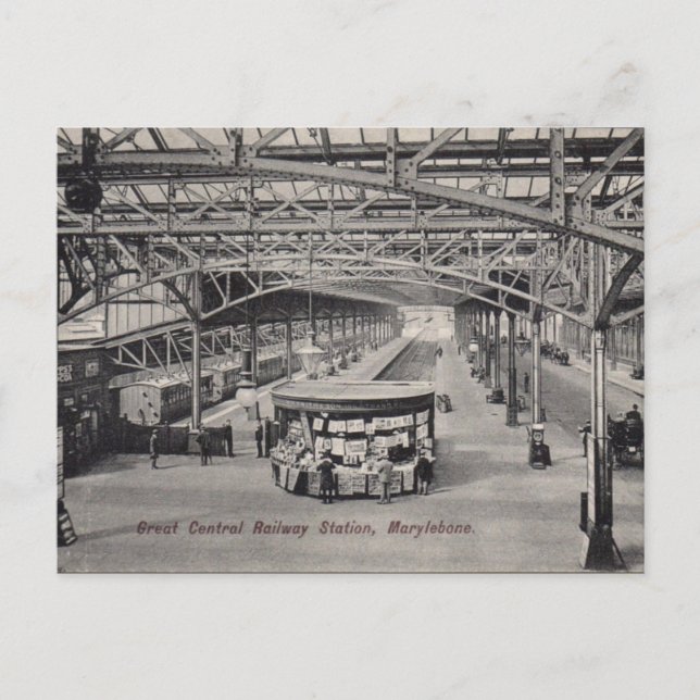 Gammalt vykort - Marylebone Station, London (Framsida)
