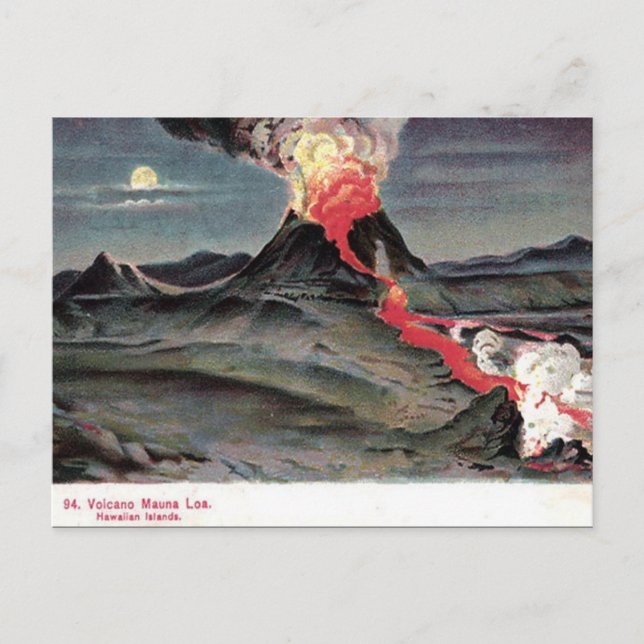 Gammalt vykort - Mauna Loa, Hawaiianska öarna (Framsida)