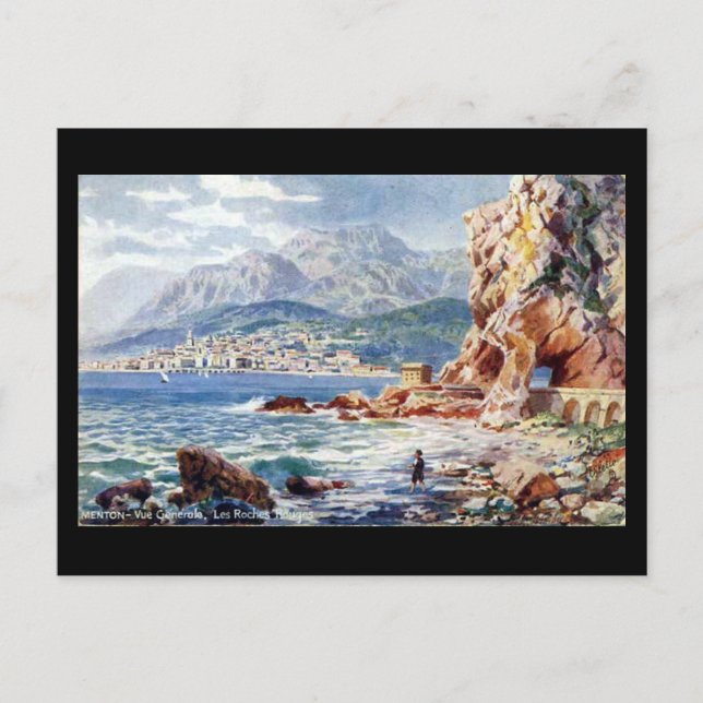 Gammalt vykort - Menton, Frankrike (Framsida)