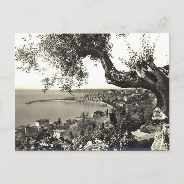 Gammalt vykort - Menton, Frankrike (Framsida)