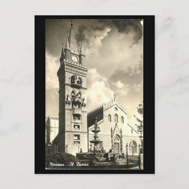 Gammalt vykort - Messina, katedral (Framsida)