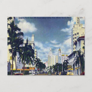 Gammalt vykort - Miami Beach, Florida, USA