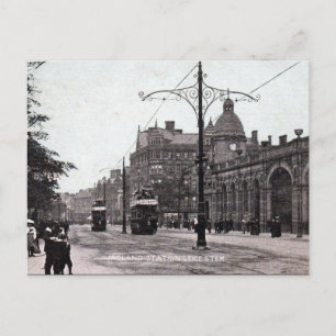 Gammalt vykort - Midland Station, Leicester
