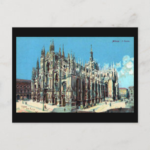 Gammalt vykort - Milano, Duomo