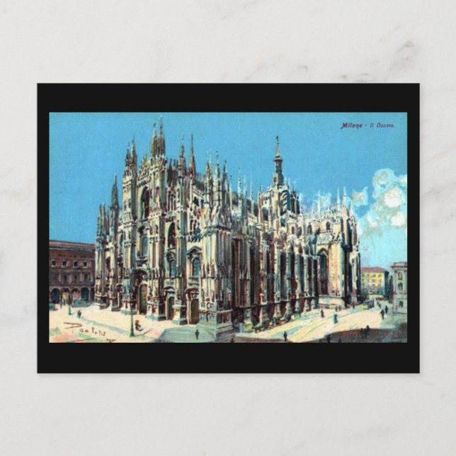 Gammalt vykort - Milano, Duomo (Framsida)