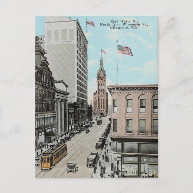 Gammalt vykort - Milwaukee, Wisconsin, USA (Framsida)