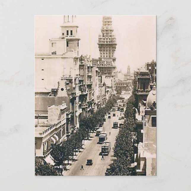 Gammalt vykort - Montevideo, Uruguay (Framsida)