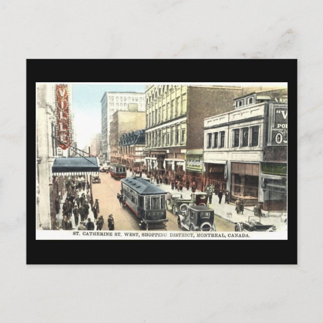 Gammalt vykort, Montreal, St. Catherine Street Vykort (Framsida)