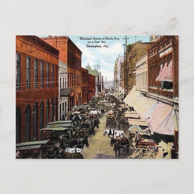 Gammalt vykort - Morris Ave, Birmingham, Alabama (Framsida)