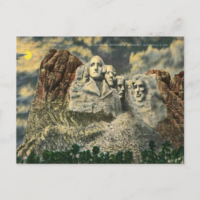 Gammalt vykort - Mount Rushmore, S Dakota (Framsida)